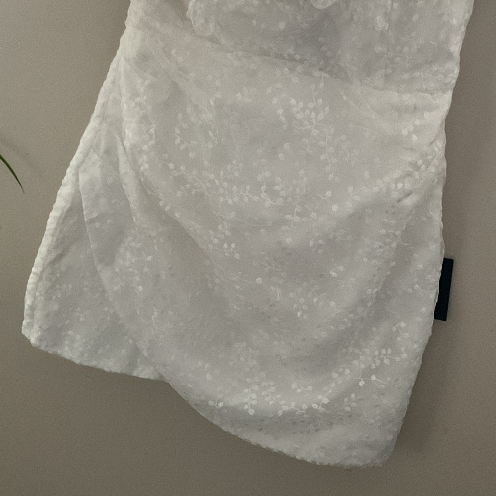Lulus Angelic Trend White Embroidered Ruffled One Shoulder Mini Dress Sm Wedding - Picture 5 of 13